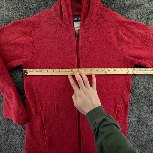 Patagonia Women’s Jacket Adult Fleece Red Hooded Small Full Zip W/ Logo, Pockets - Picture 4 of 16